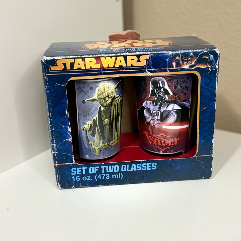 Star Wars Yoda & Darth Vader 16oz Glass Set w/ Box